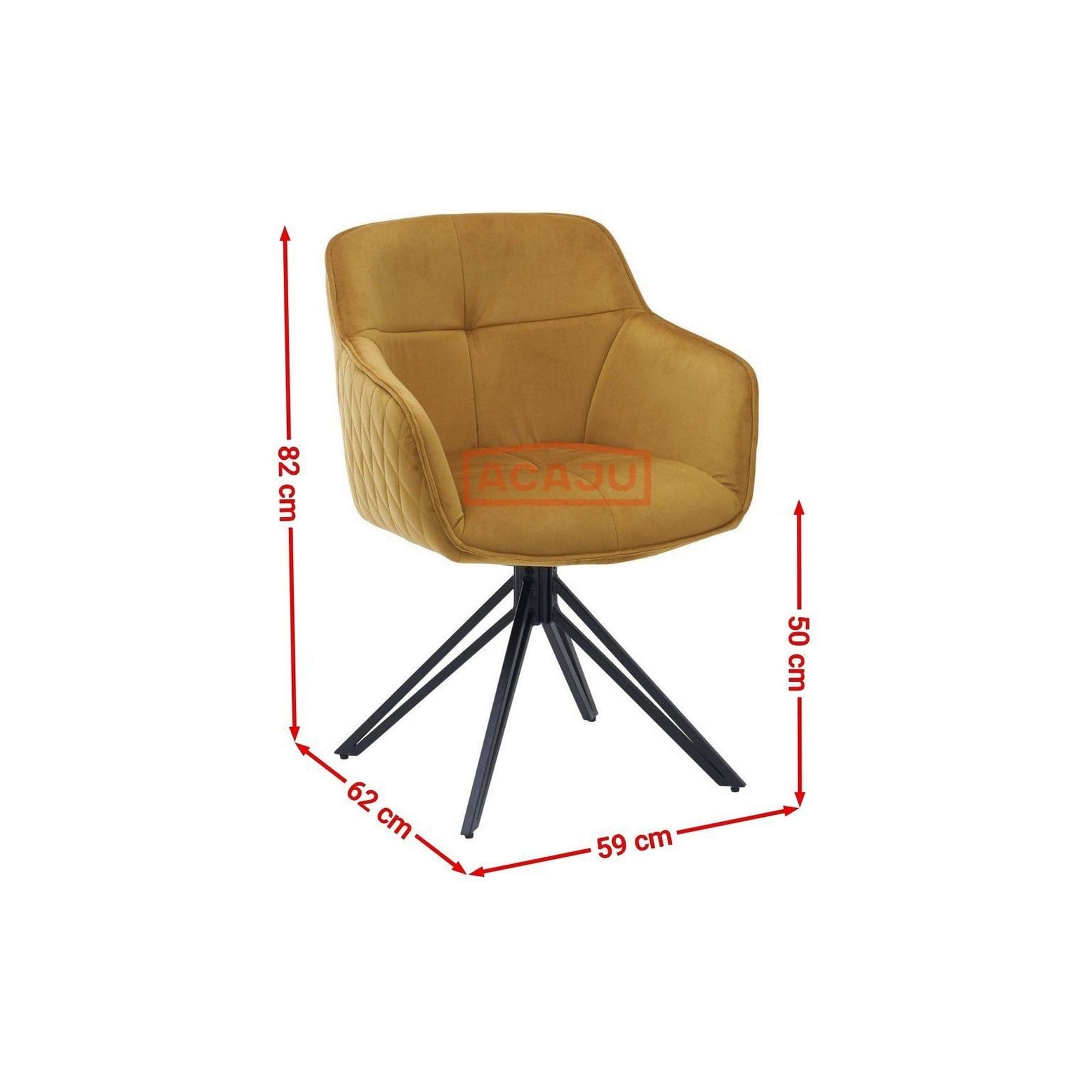 Scaun EMMA, galben/negru, stofa/metal, 59x62x82 cm