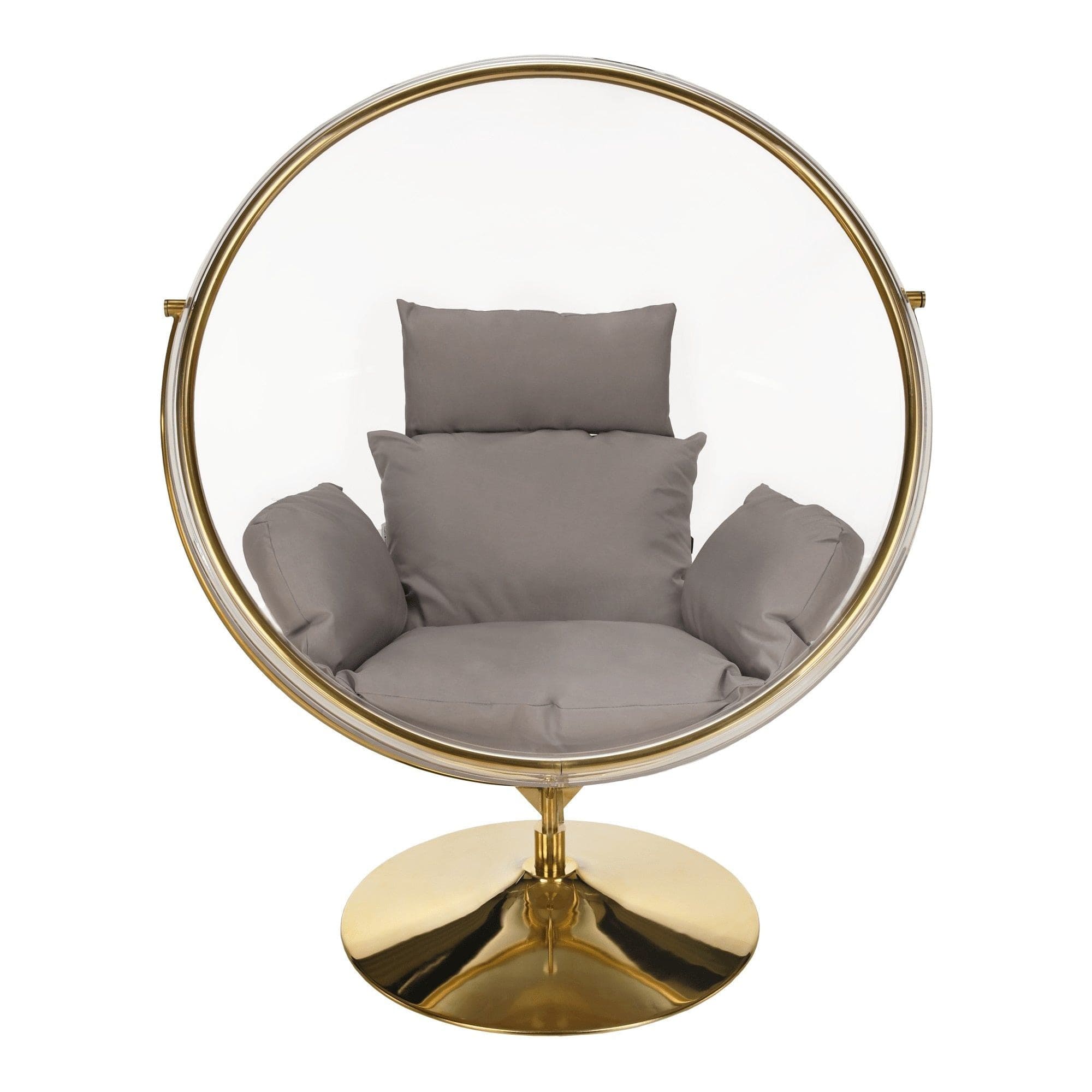 Scaun suspendat BUBBLE TIP 2, auriu/transparent/gri, otel/acril/tesatura, 106x80x135 cm