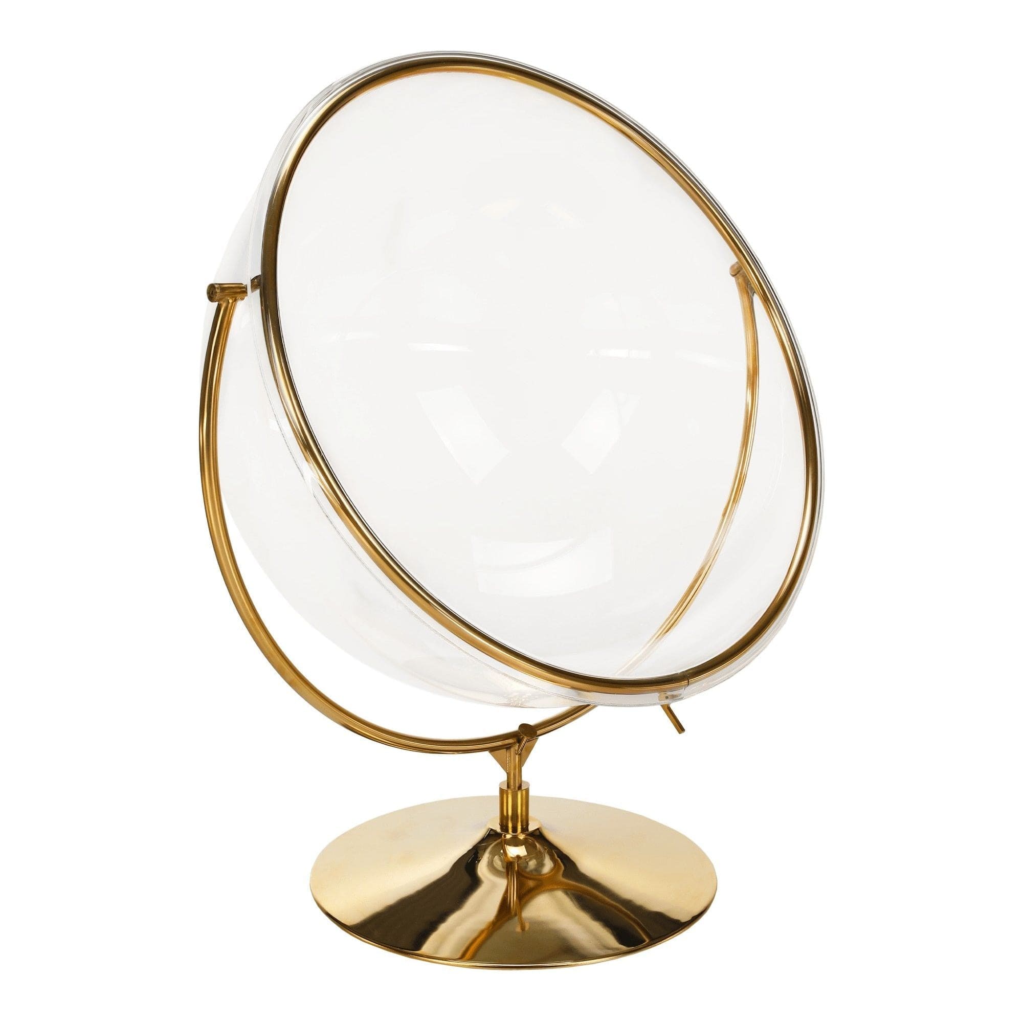 Scaun suspendat BUBBLE TIP 2, auriu/transparent/gri, otel/acril/tesatura, 106x80x135 cm