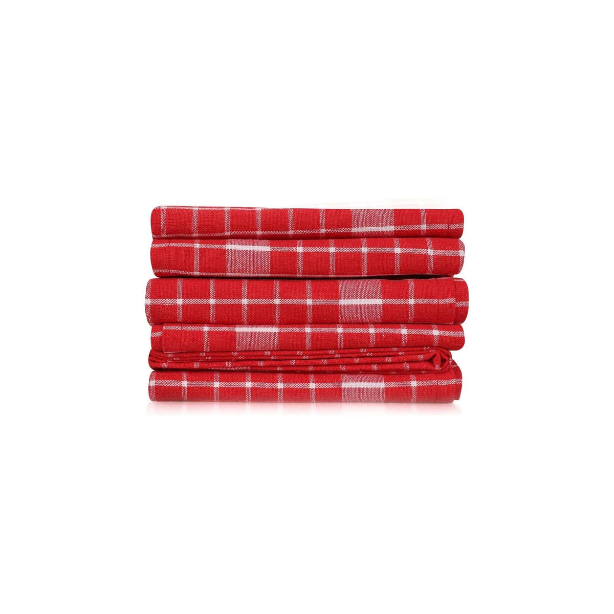 Set 10 prosoape bucatarie KUP, rosu/alb, bumbac, 45x65 cm