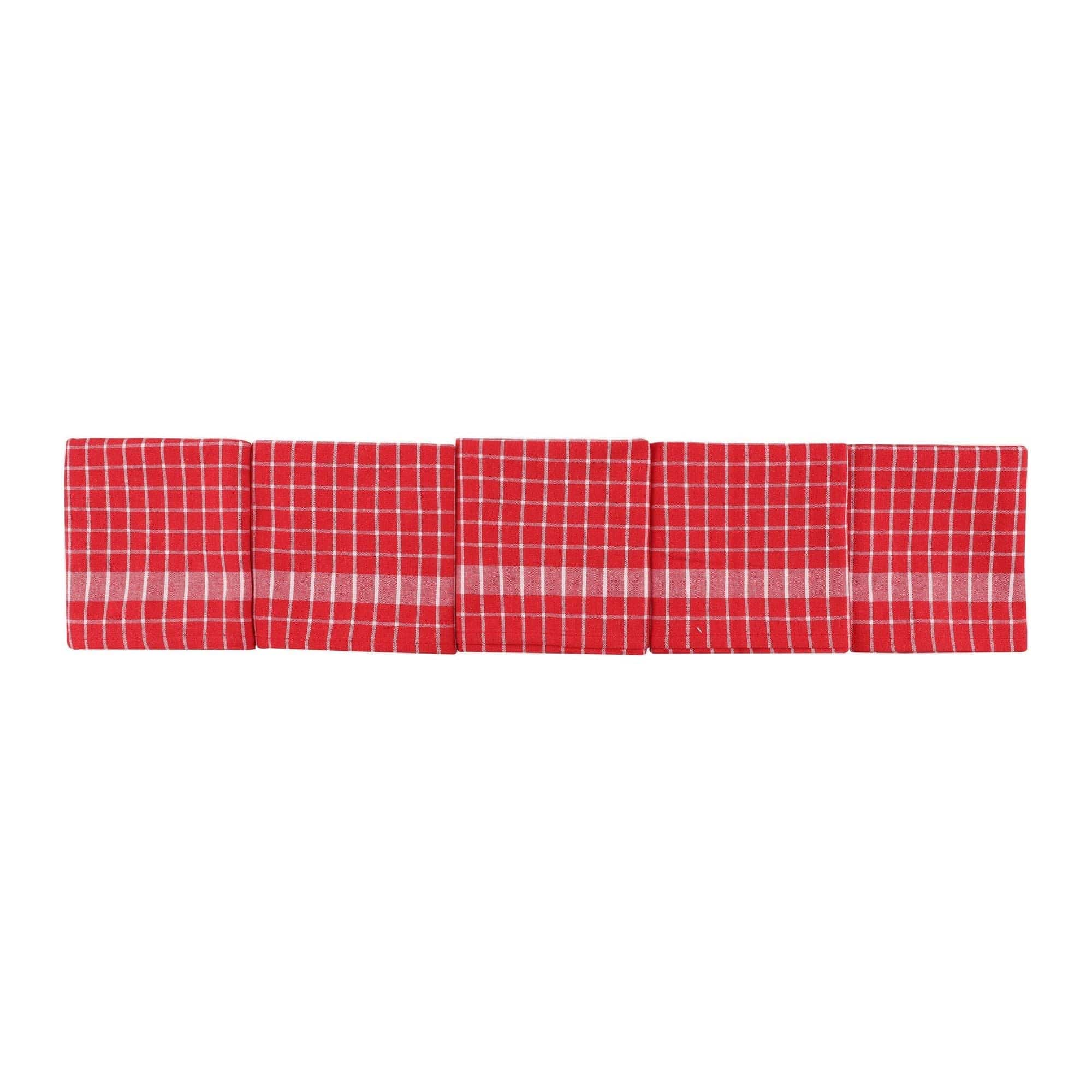 Set 10 prosoape bucatarie KUP, rosu/alb, bumbac, 45x65 cm