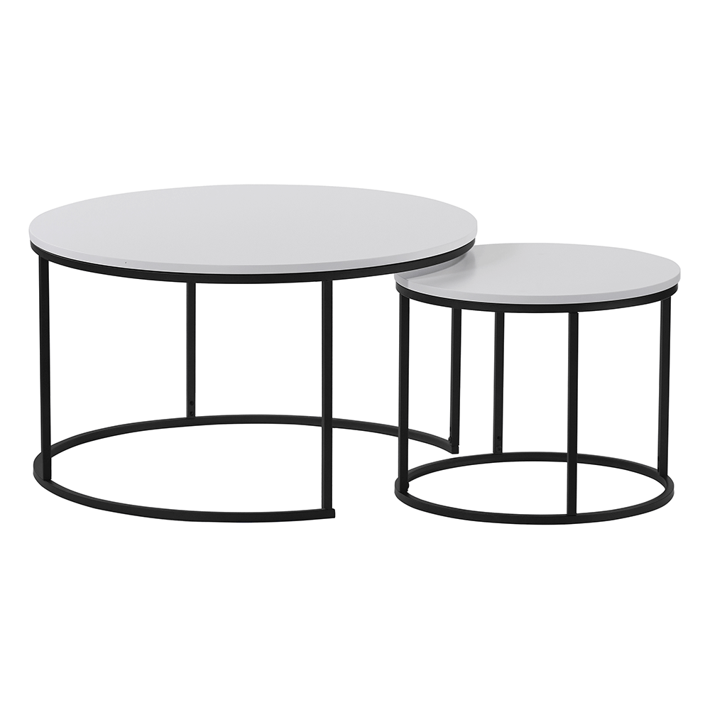 Set 2 masute cafea IKLIN, alb/negru