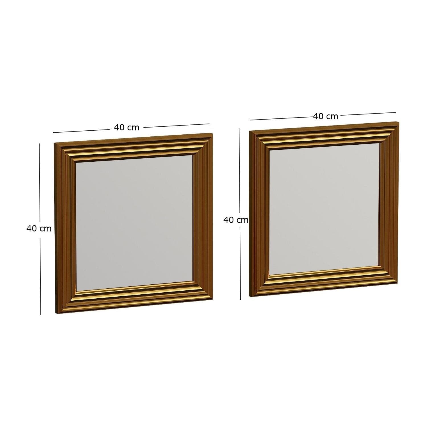 Set 2 oglinzi BALE, auriu, 40x3x40 cm