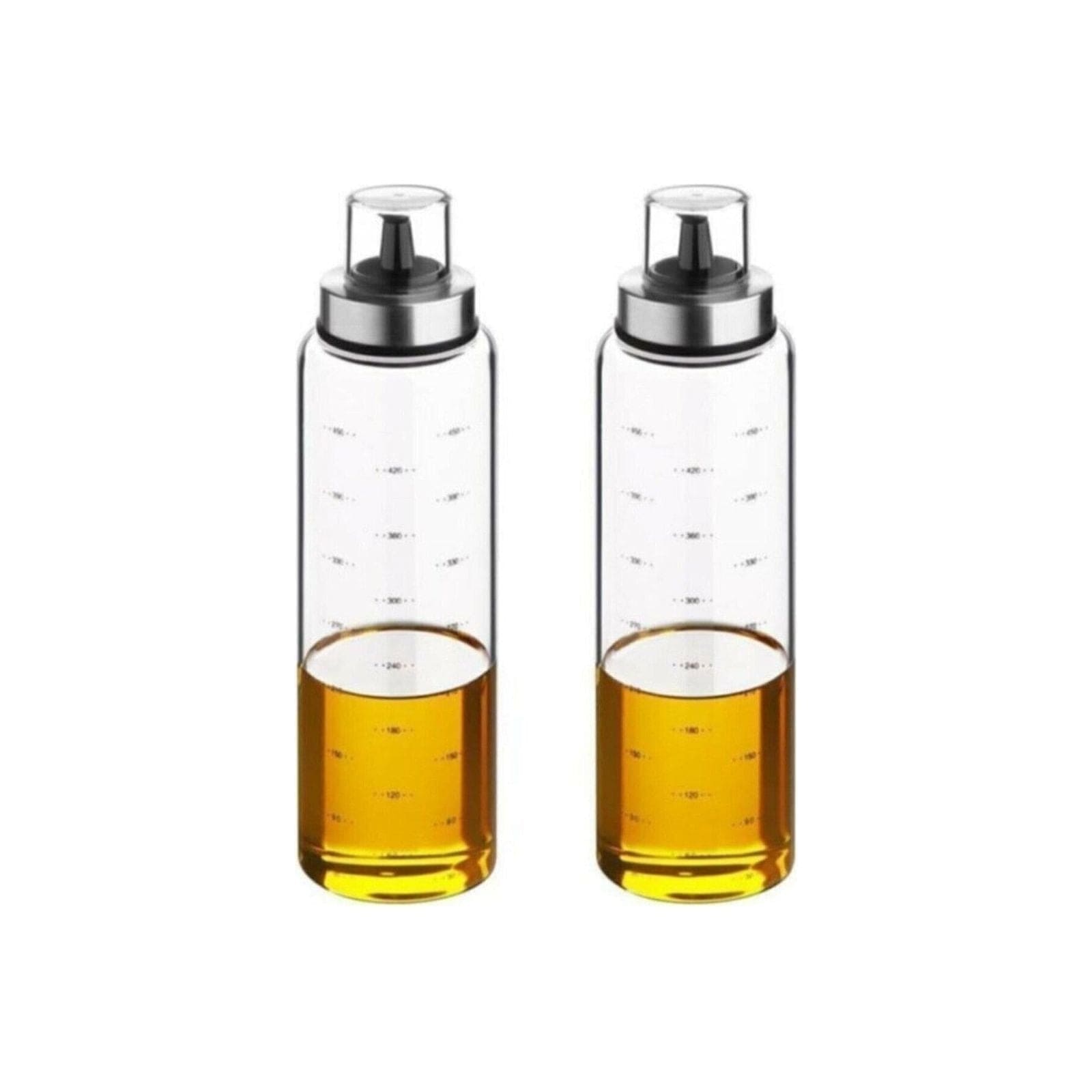 Set 2 oliviere PLTN57, negru/transparent, sticla, 500 ml