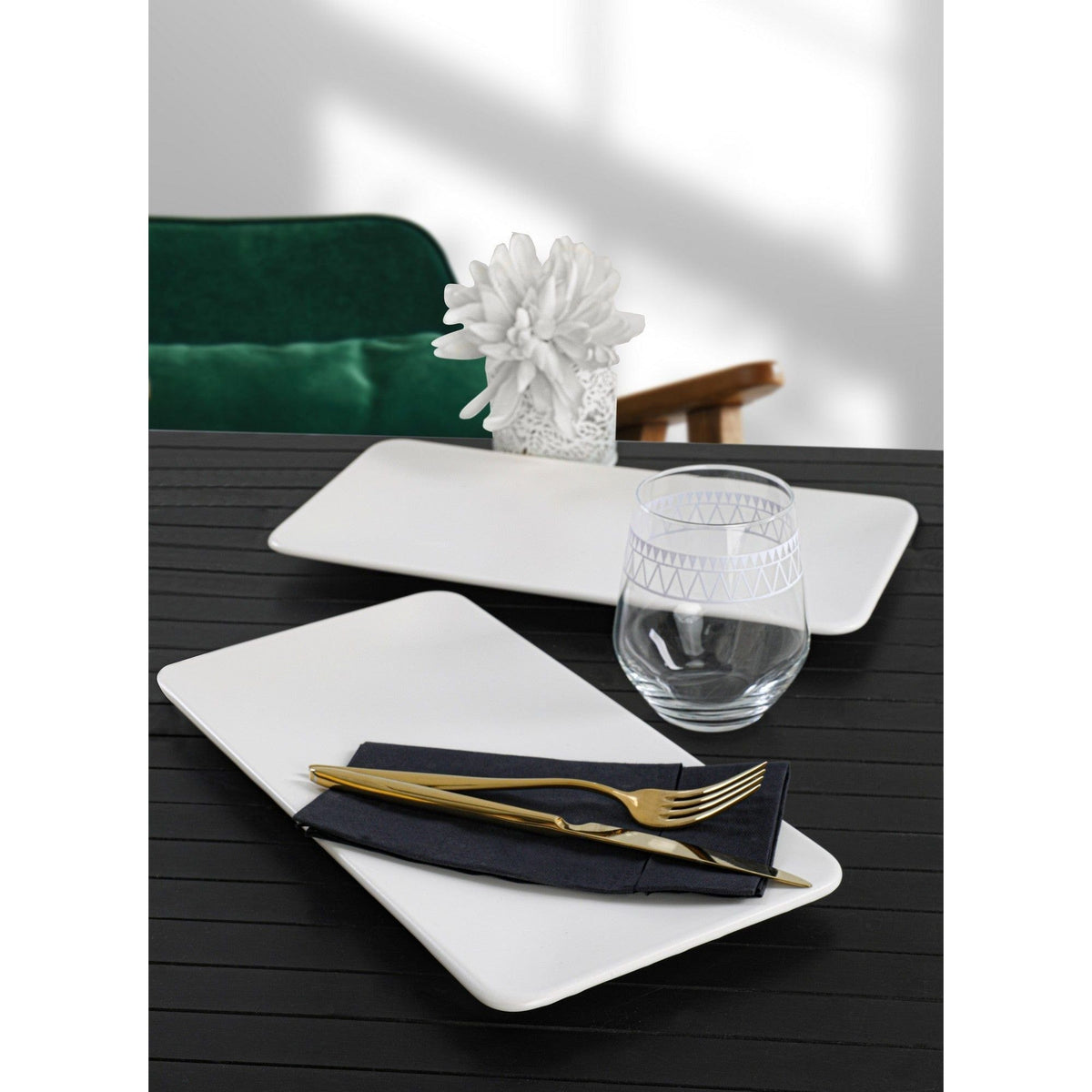 Set 2 platouri 275KRM1720, alb, ceramica, 33x17 cm