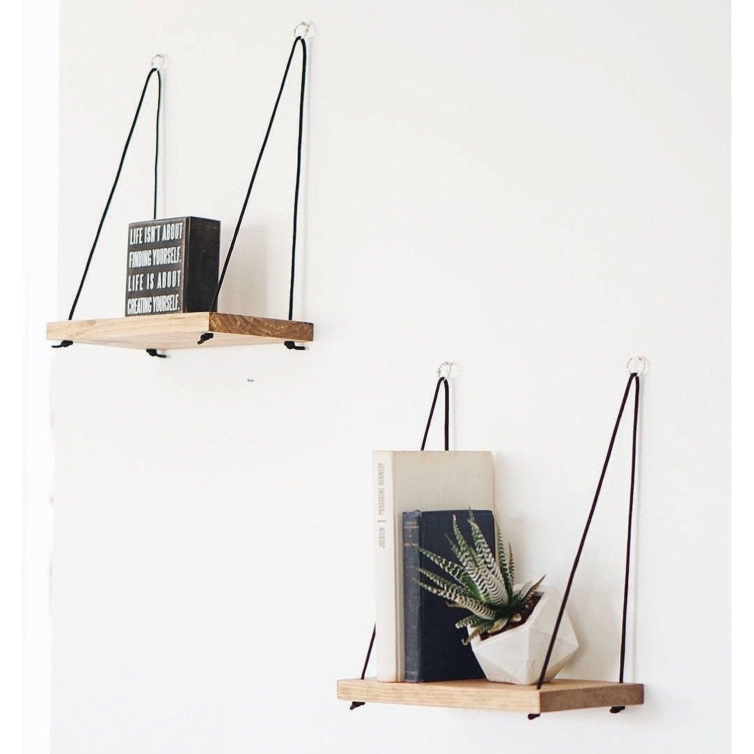 Set 2 polite AA098, stejar, lemn de molid, 40x13x50 cm