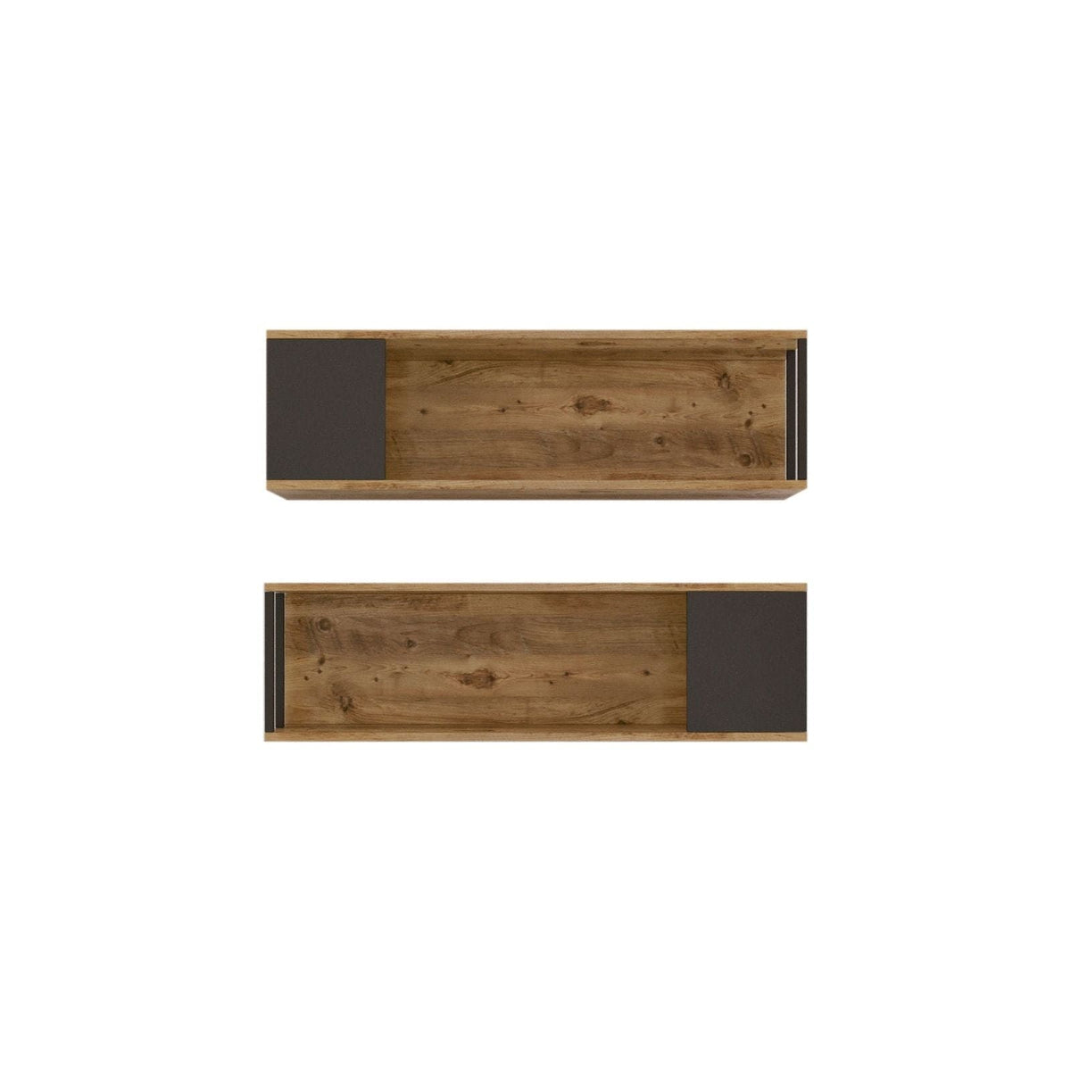 Set 2 rafturi VG18 - A, nuc/gri, PAL melaminat, 100x22x30 cm