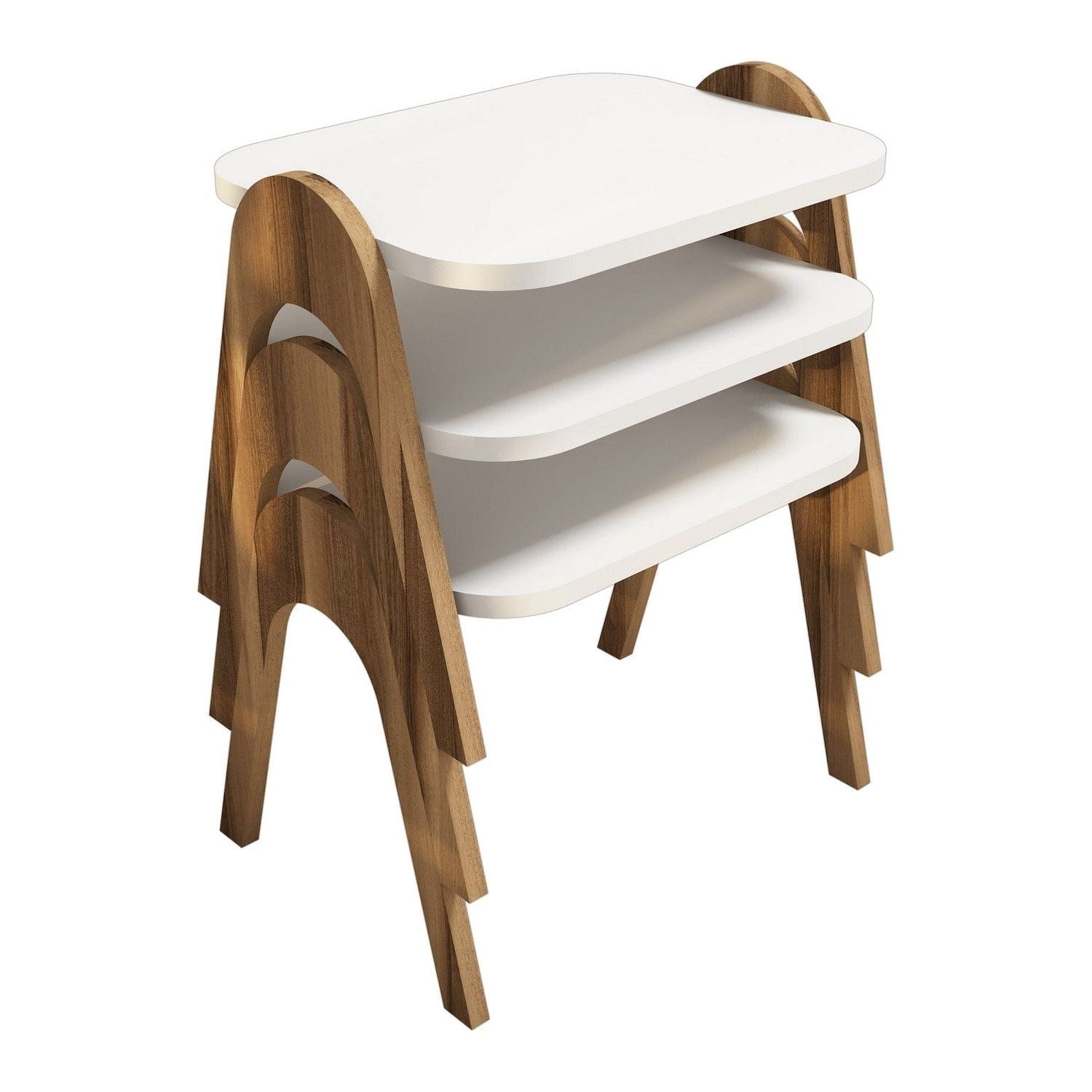 Set 3 masute PARIS, alb/nuc, PAL melaminat, 49x36x42 cm