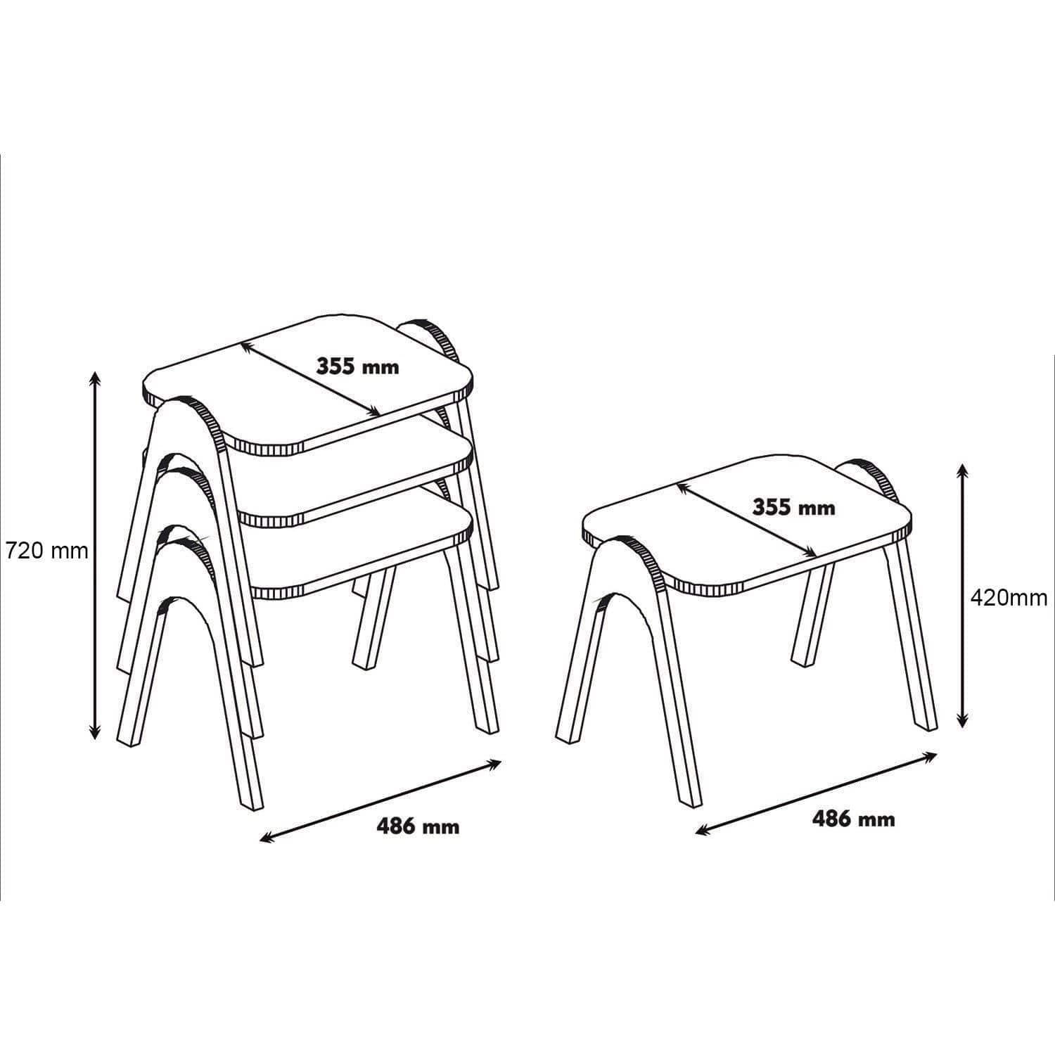 Set 3 masute PARIS, alb/nuc, PAL melaminat, 49x36x42 cm