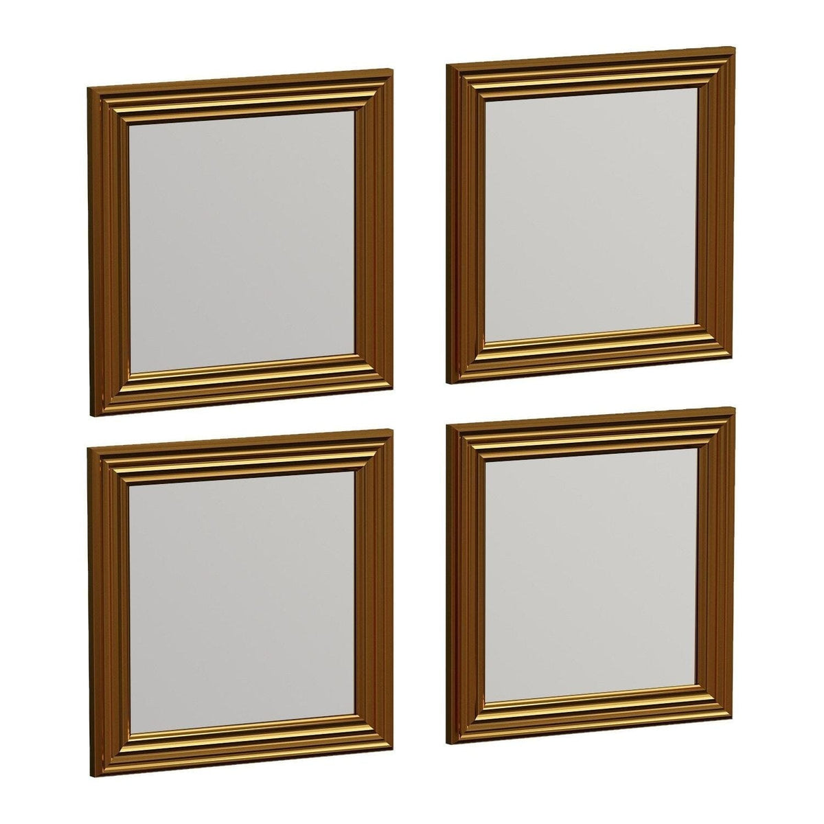 Set 4 oglinzi LOZA, auriu, 40x40 cm