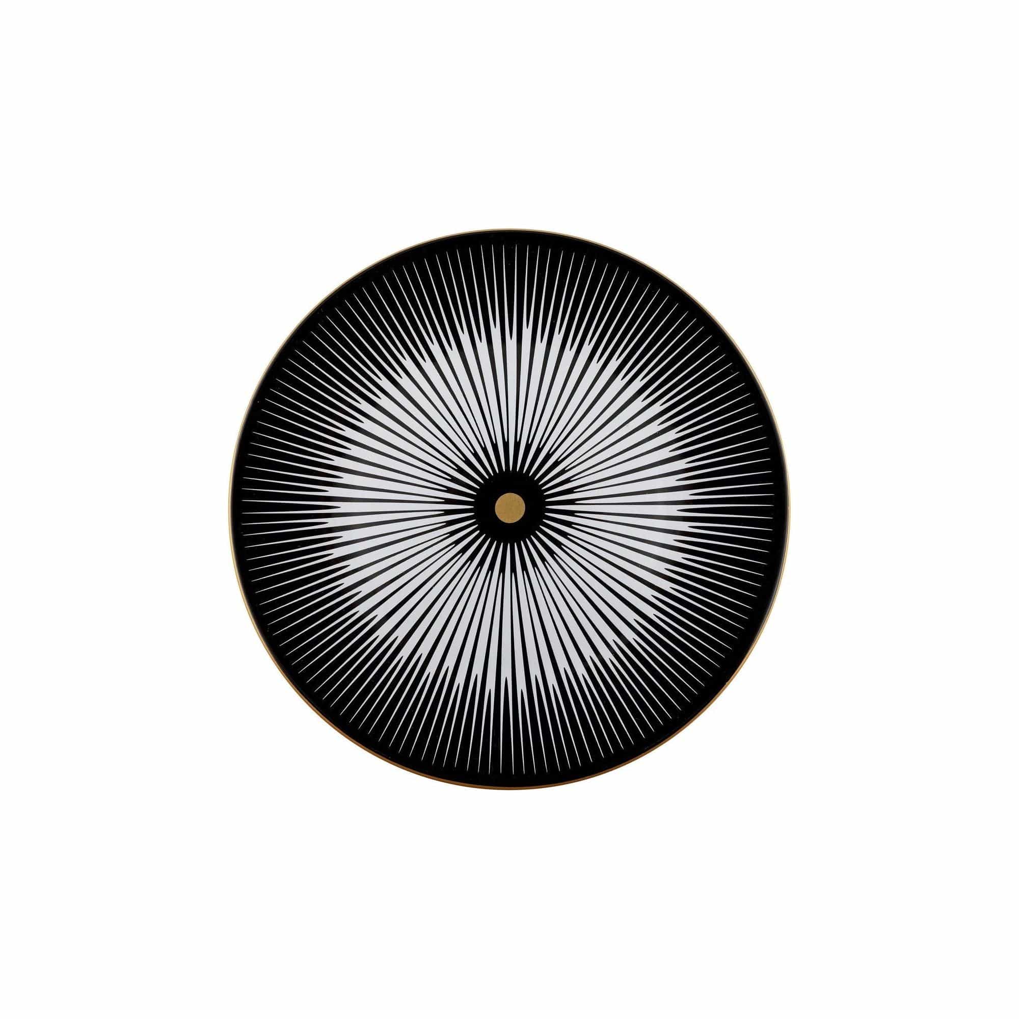 Set 4 platouri 275KRM1345, alb/negru, ceramica, 25x4 cm