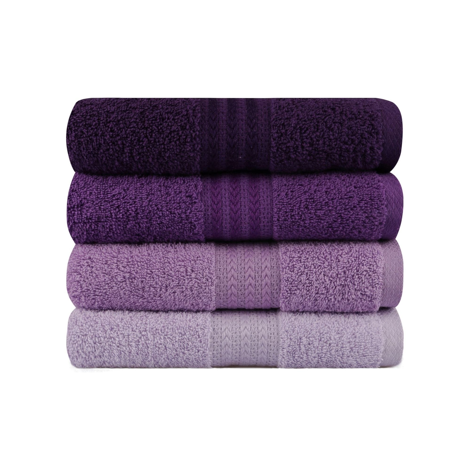 Set 4 prosoape baie RAINBOW, mov, bumbac, 50x90 cm