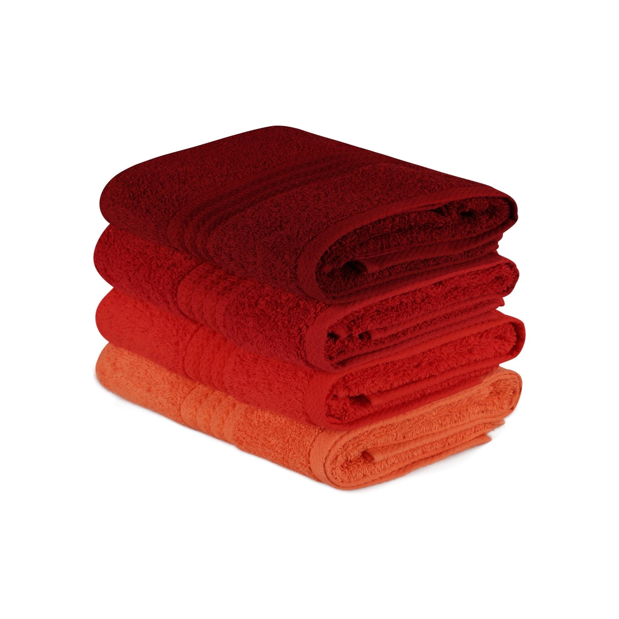 Set 4 prosoape baie RAINBOW, rosu, bumbac, 50x90 cm