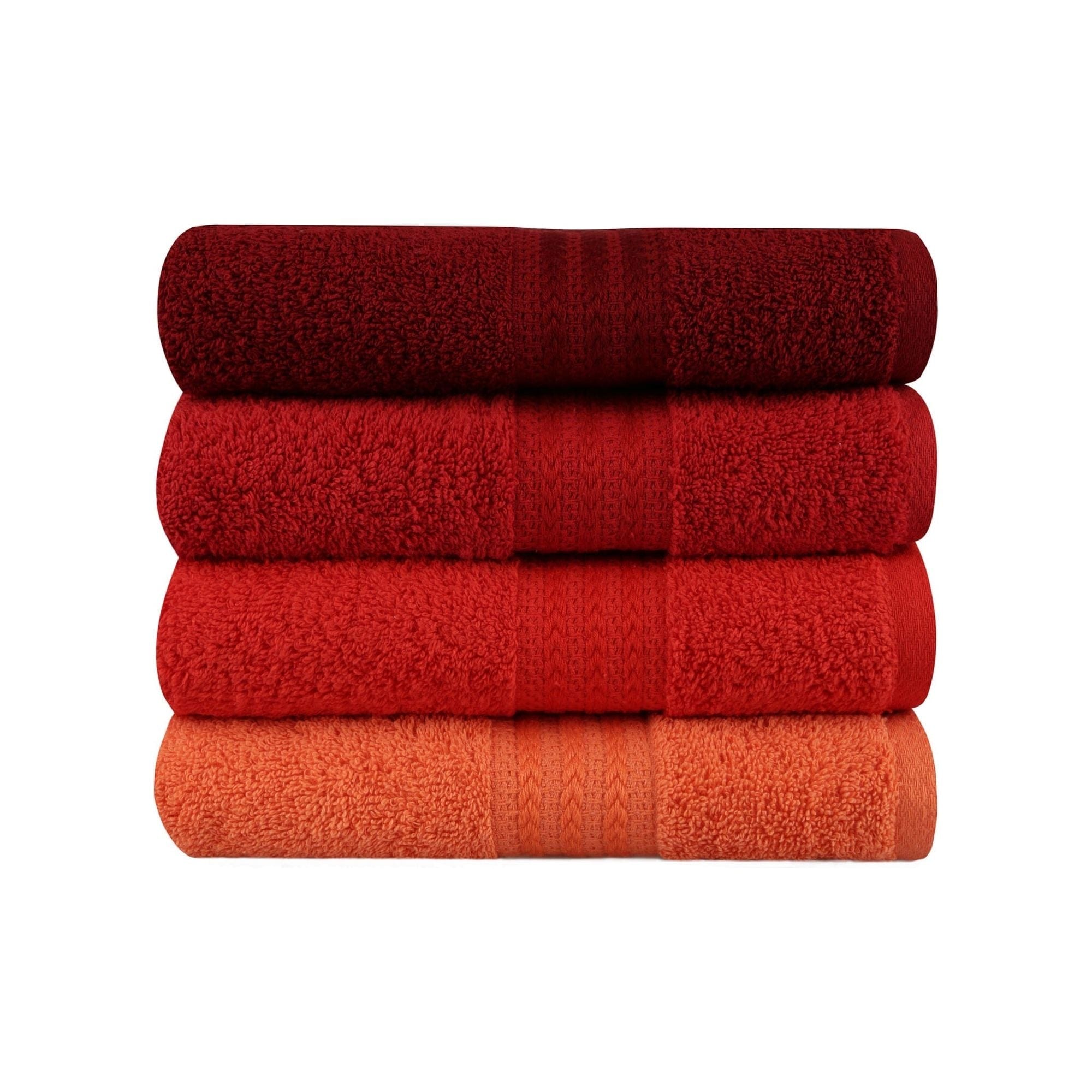 Set 4 prosoape baie RAINBOW, rosu, bumbac, 50x90 cm