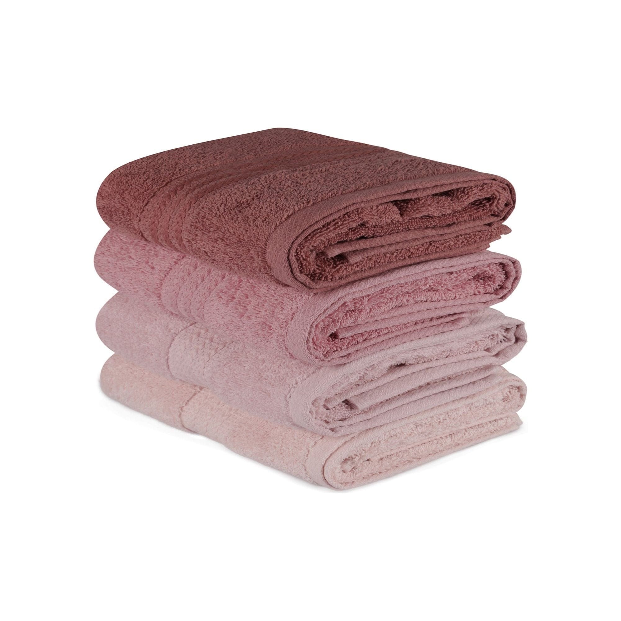 Set 4 prosoape baie RAINBOW, roz, bumbac, 50x90 cm