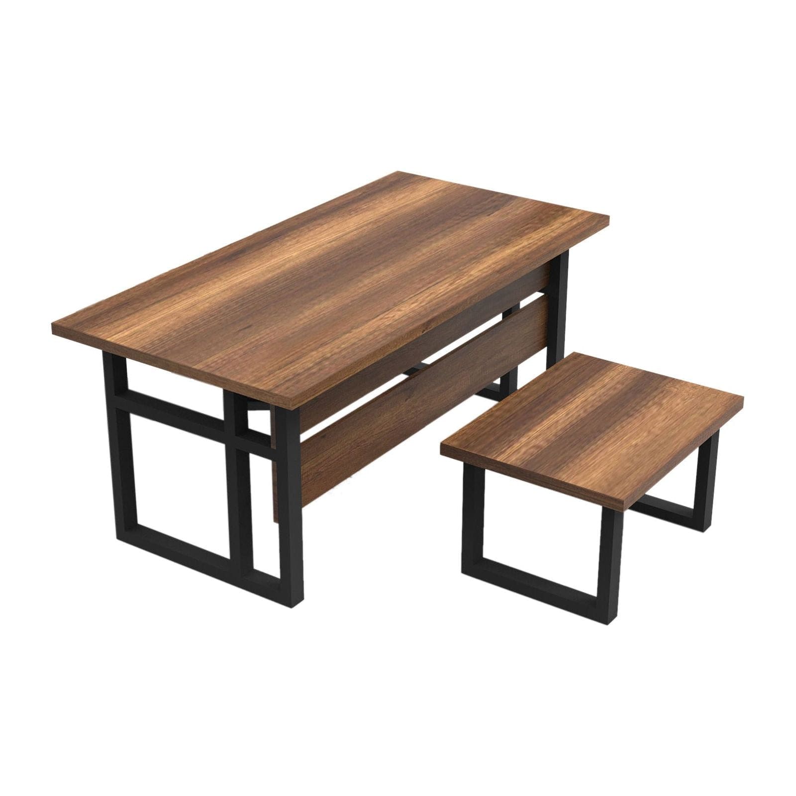 Set birou MN07-BA, nuc/negru, PAL melaminat/metal