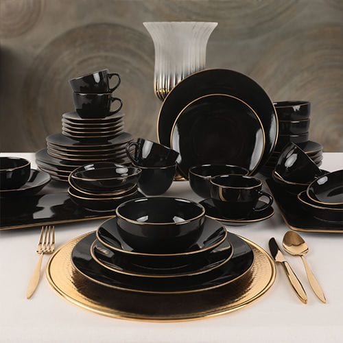 Set cina 275KRM1663, 44 piese, negru, ceramica