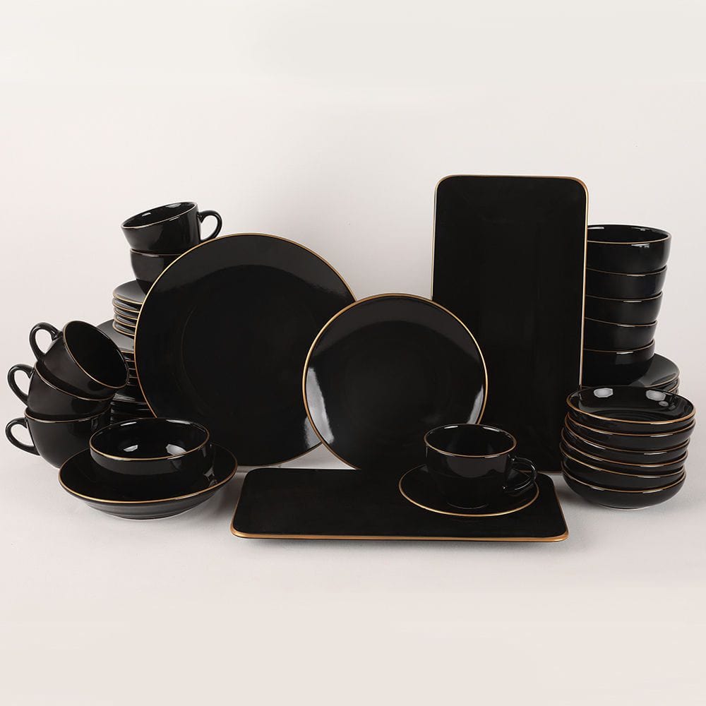 Set cina 275KRM1663, 44 piese, negru, ceramica