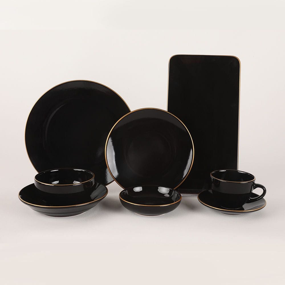 Set cina 275KRM1663, 44 piese, negru, ceramica