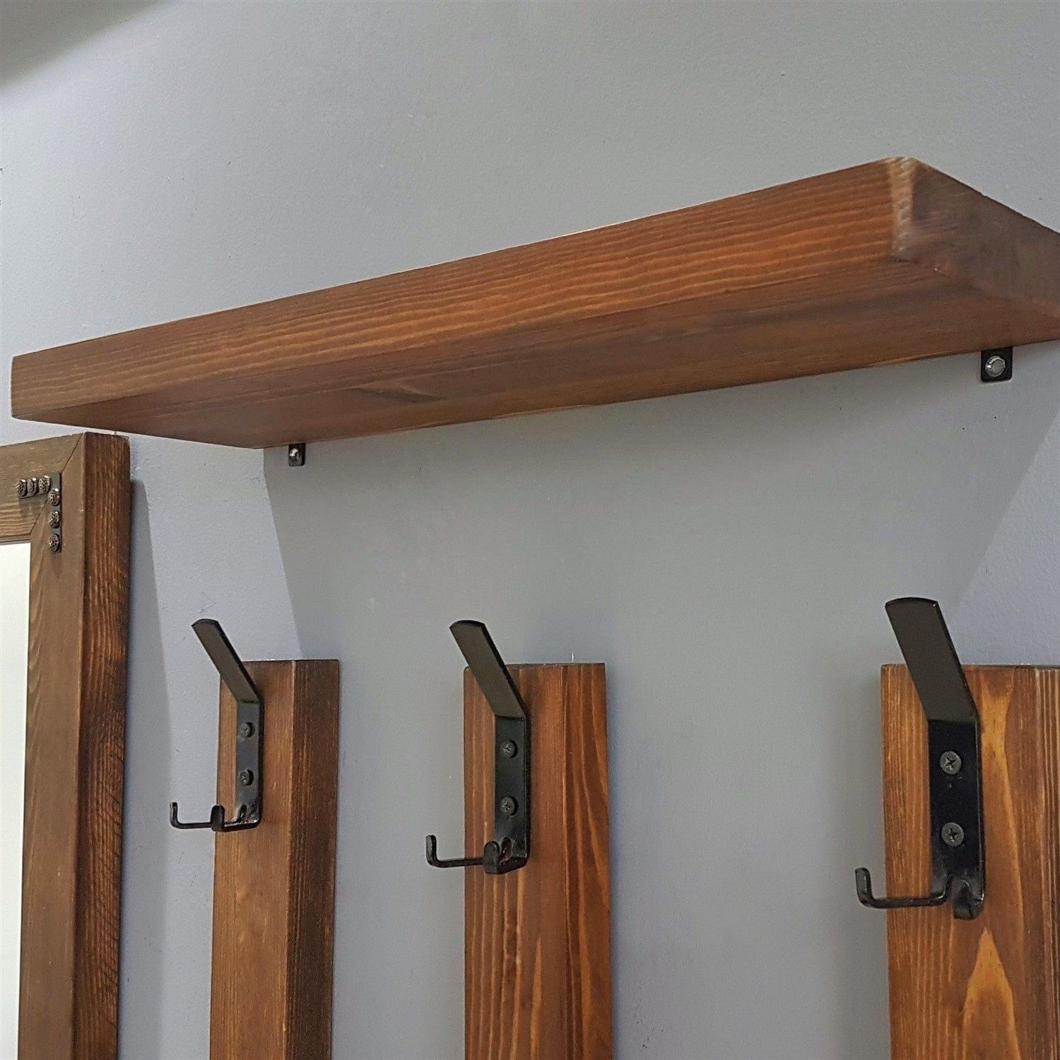 Set hol V109, nuc, lemn, format din cuier, oglinda si polita