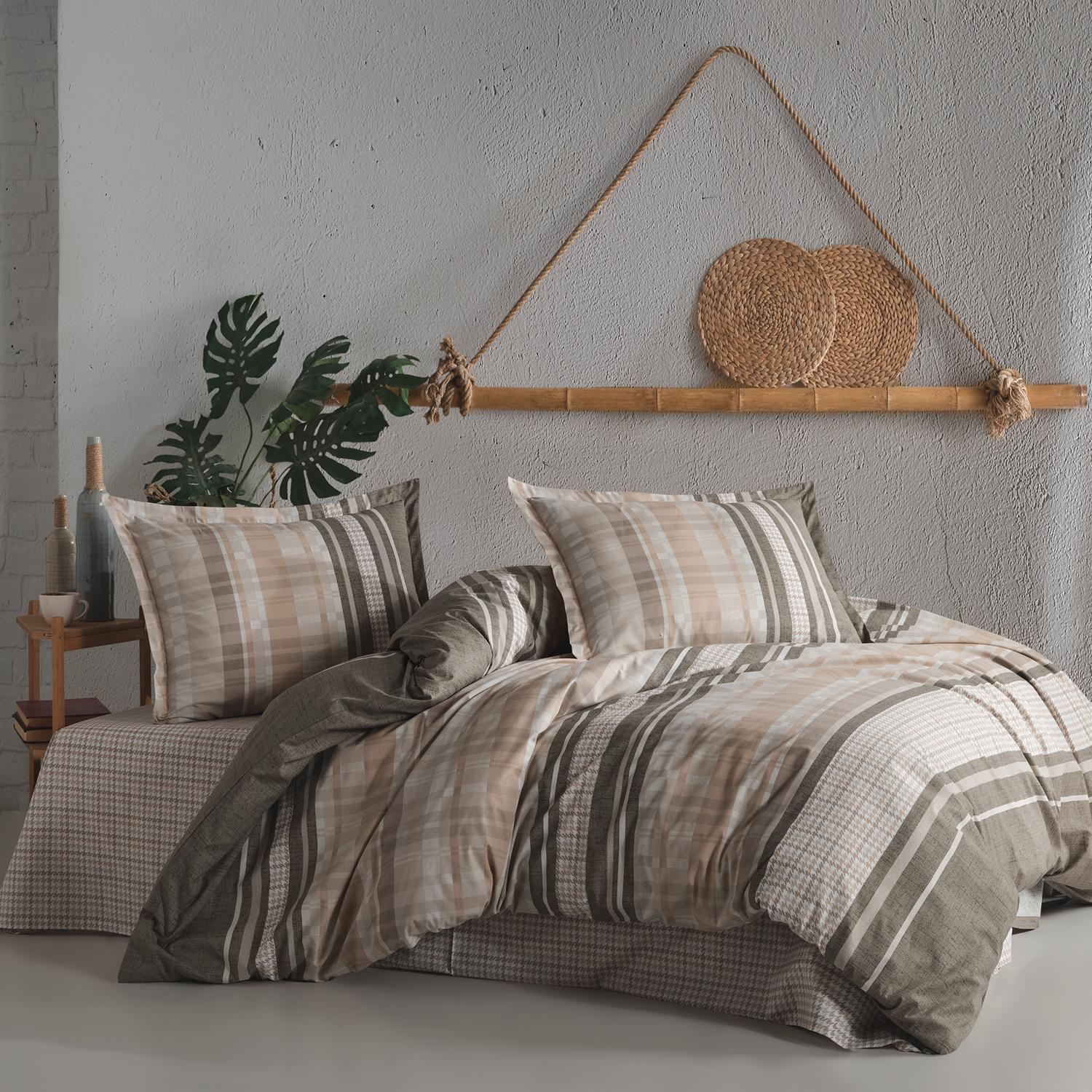 Set lenjerie pat clasy king size MODENA, bumbac, multicolor, 240x260 cm, cu cearceaf pat, cearceaf pilota si 2 fete de perna