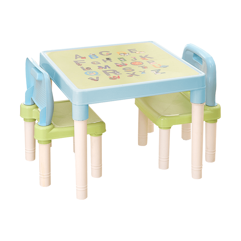 Set masa cu scaune copii BALTO, albastru/verde/crem, plastic
