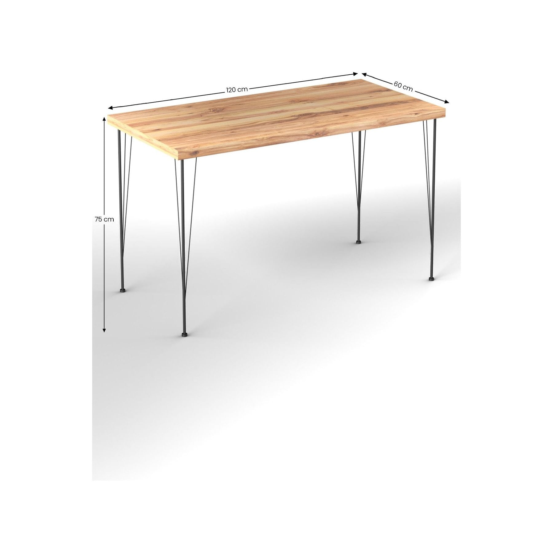 Set masa si 4 scaune NMSYMK001, stejar/negru, PAL melaminat/metal