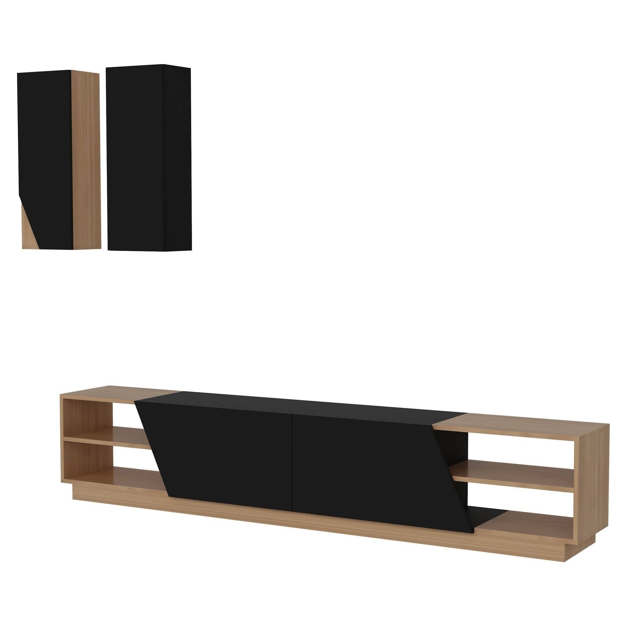 Set mobilier ZEBRA. stejar/negru mat, PAL melaminat, 3 piese