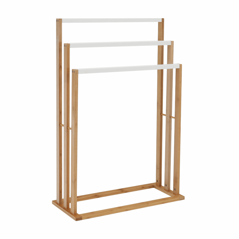Stander prosoape KOMO NEW, alb/stejar, lemn, 54x24x82 cm