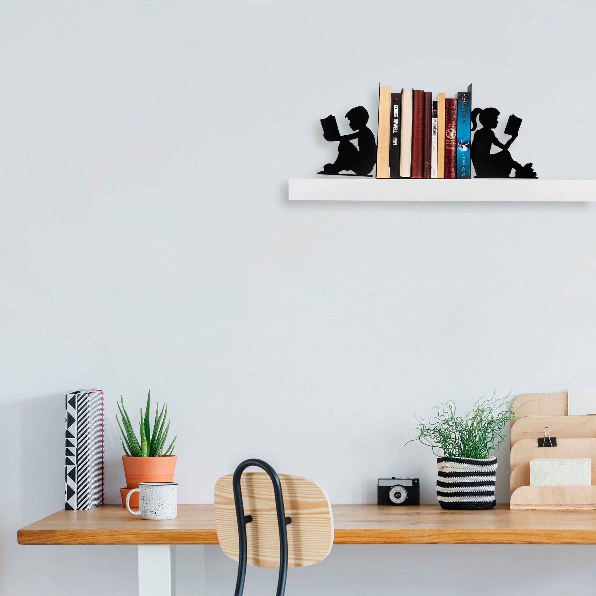 Suport carti KITAP-10, negru, metal, 41x14x22 cm