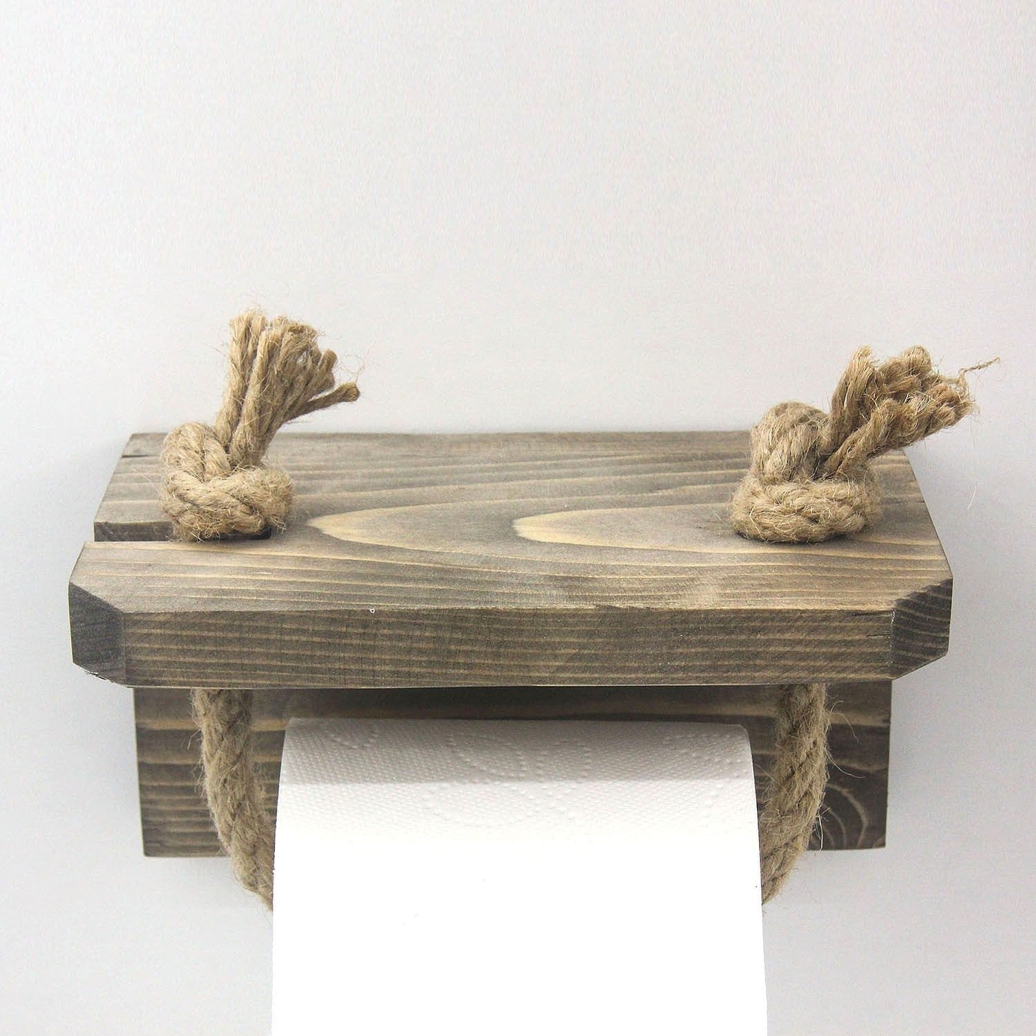 Suport hartie igienica AA126, stejar inchis/bej, lemn de molid/franghie, 17x10x10 cm