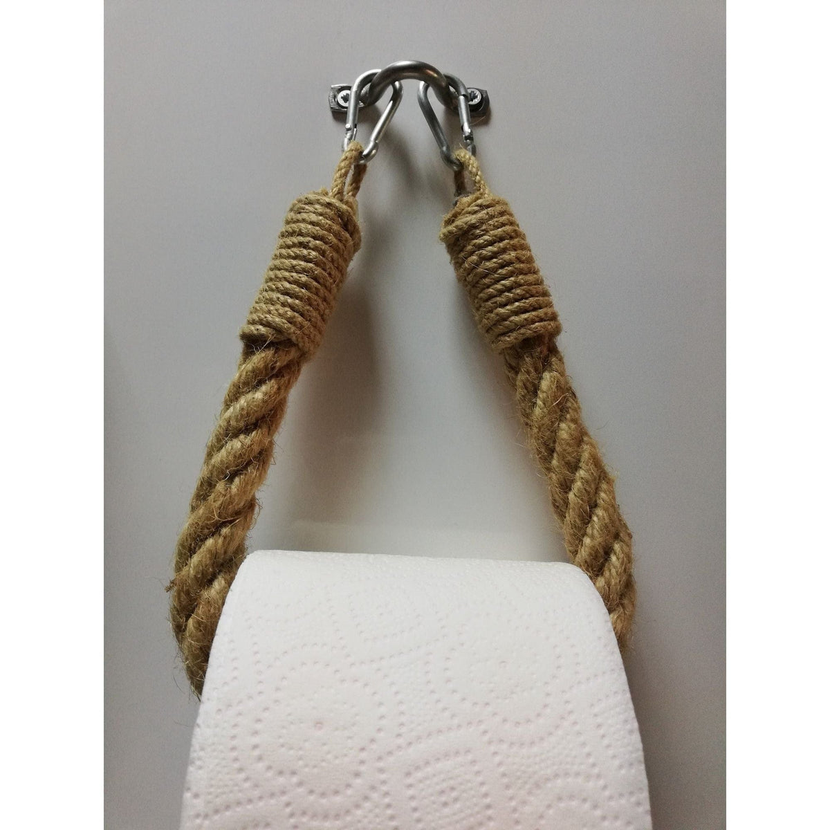 Suport hartie igienica BORURAF111, bej/argintiu, metal/franghie, 14x3x22 cm