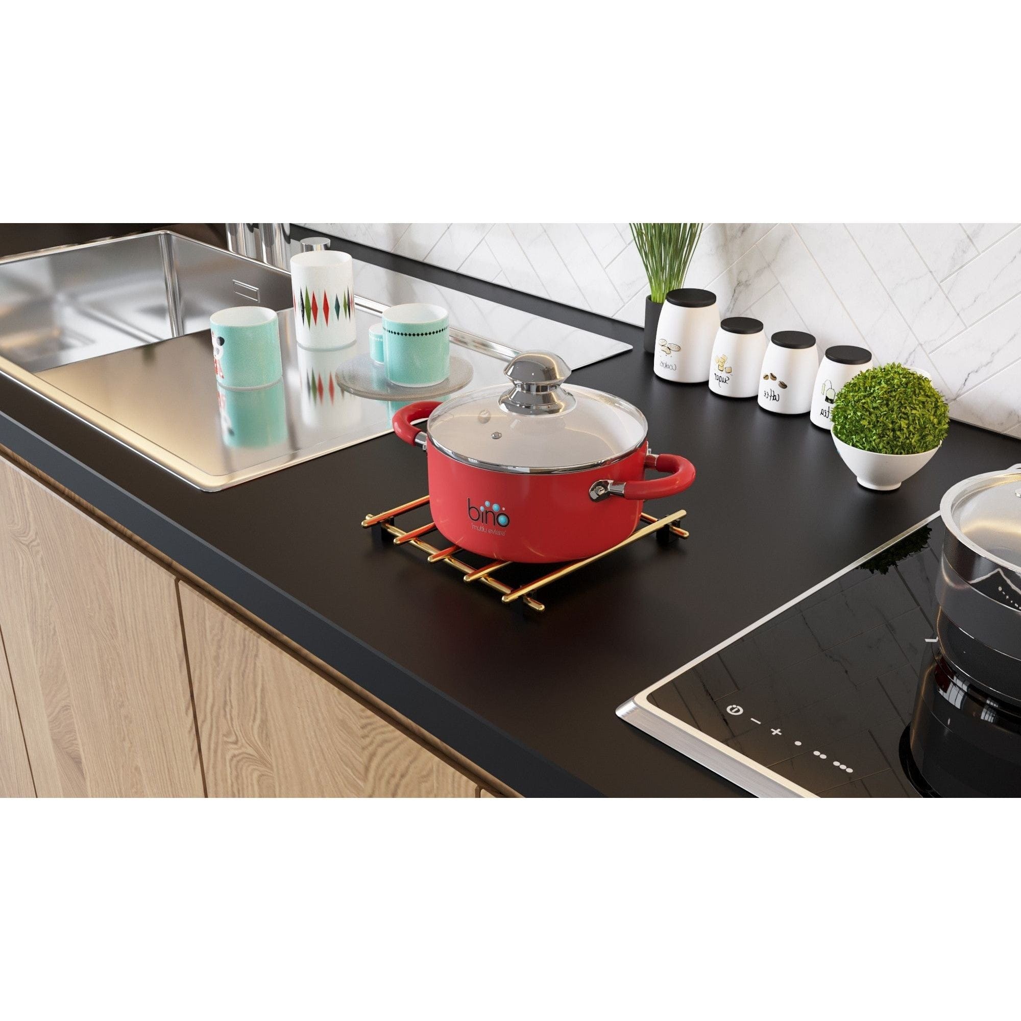 Suport oala 498HFT1113, auriu, metal, 20x20x2 cm