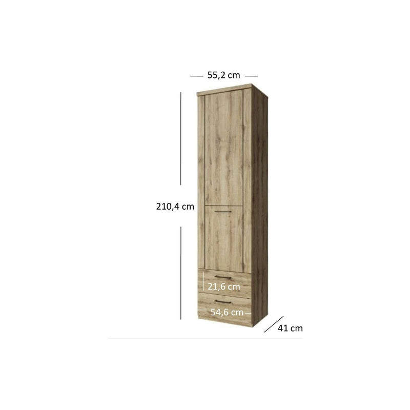 Dulap DOORSET, stejar navarra, PAL, cu o usa, 210.4x55.2x41 cm