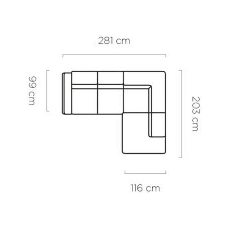 Coltar ATLANTA, sezlong dreapta, stofa bej - Austin 2, 281x203x80/98 cm, extensibil, lada depozitare, tetiere reglabile