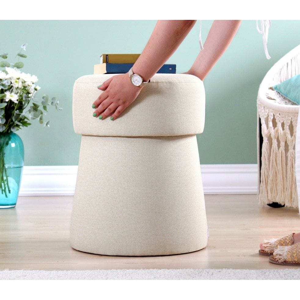 Taburet BEANS, stofa clasica crem, 40x40x50 cm
