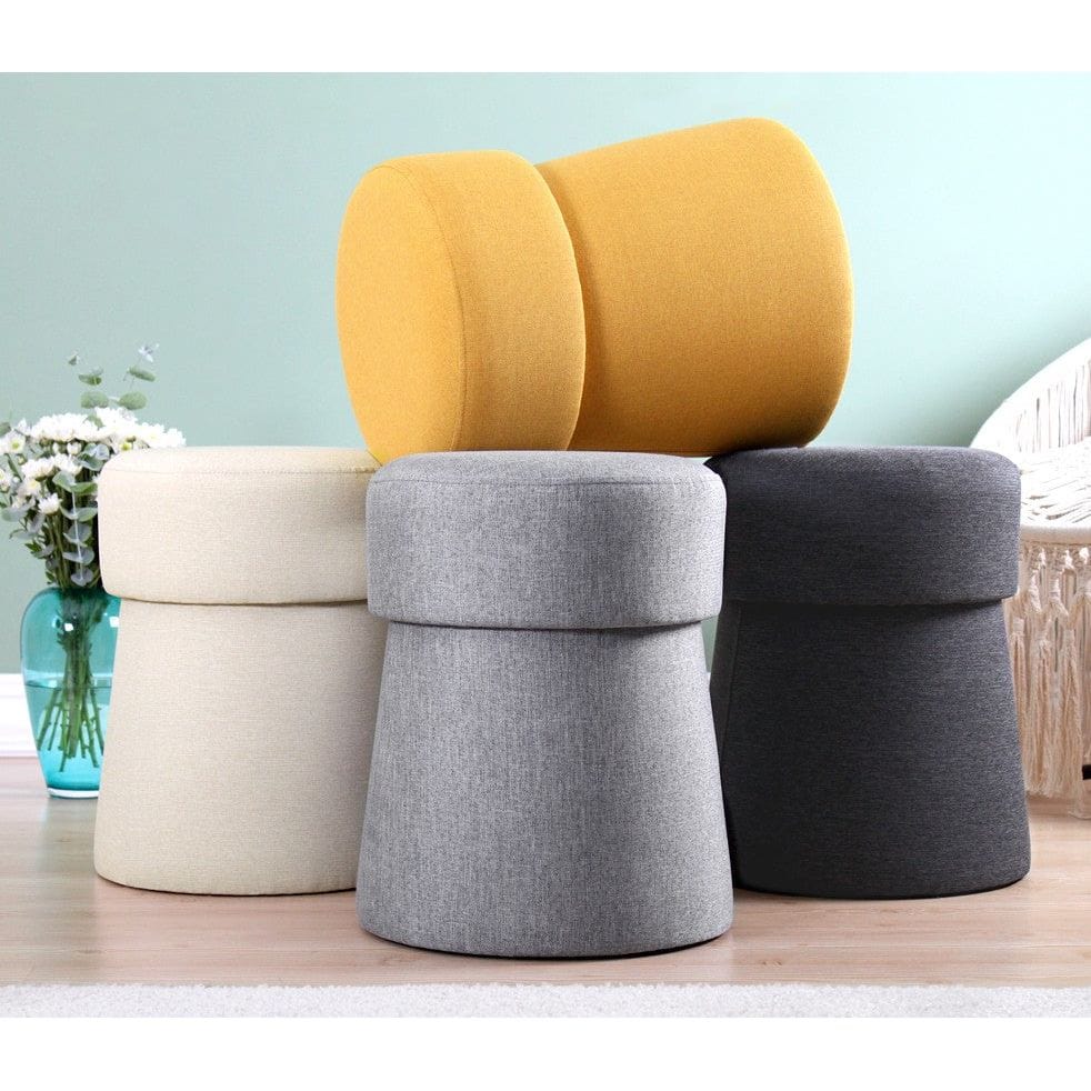 Taburet BEANS, stofa clasica galben, 40x40x50 cm