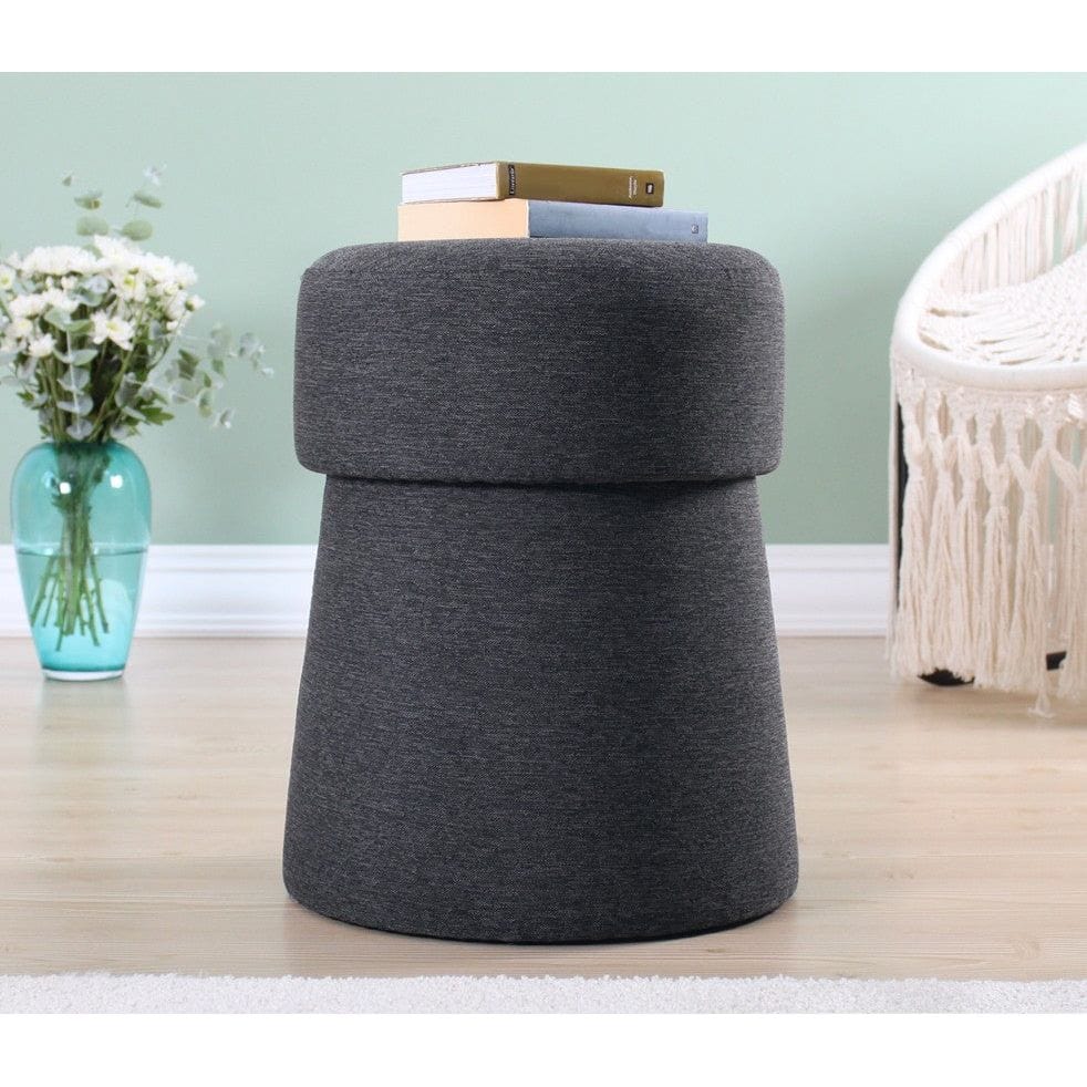 Taburet BEANS, stofa clasica gri inchis, 40x40x50 cm