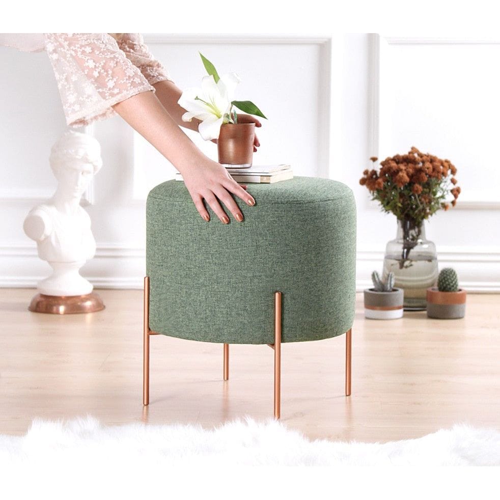 Taburet COPPER 41, otel/stofa clasica verde/curpru, 40x40x42 cm