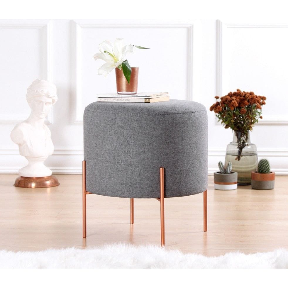 Taburet COPPER 51, stofa clasica gri deschis, 40x40x42 cm