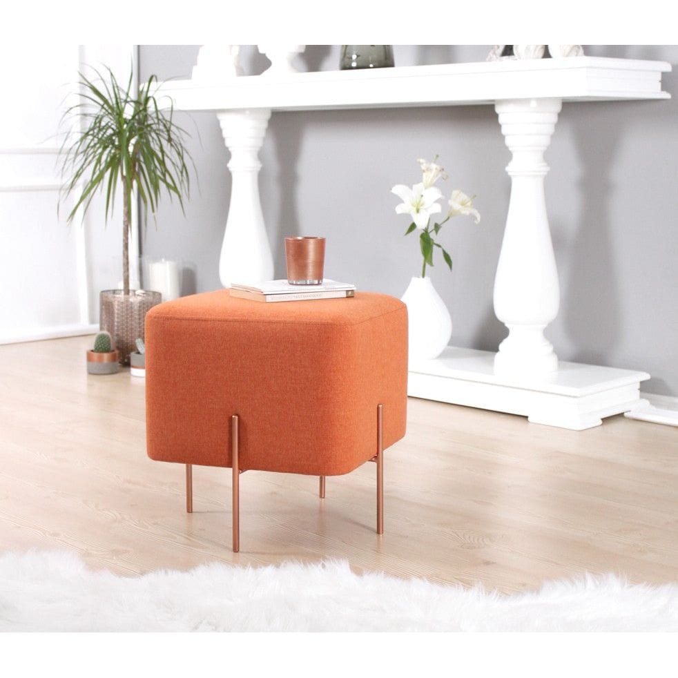 Taburet COPPER 53, stofa clasica portocaliu, 40x40x42 cm