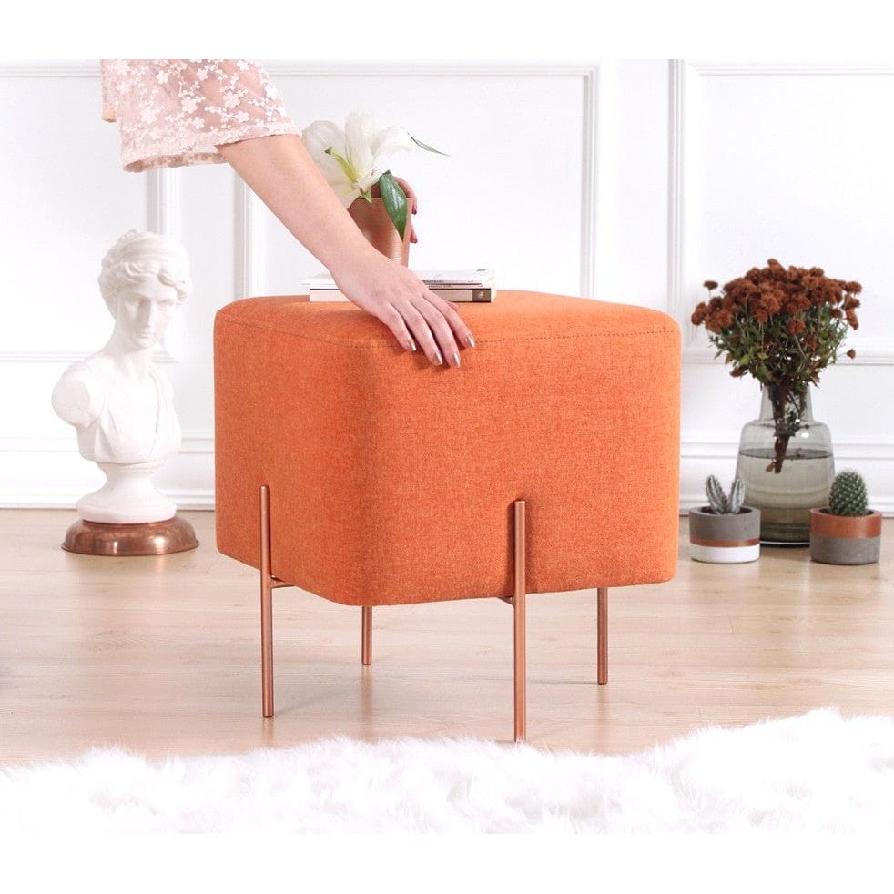 Taburet COPPER 53, stofa clasica portocaliu, 40x40x42 cm