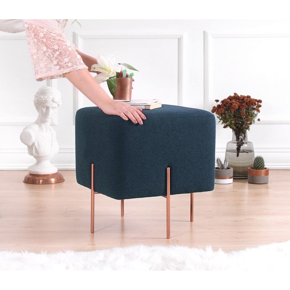 Taburet COPPER 62, stofa clasica albastru inchis, 40x40x42 cm