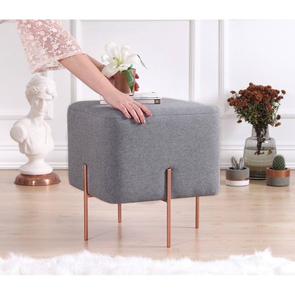 Taburet COPPER 63, stofa clasica gri, 40x40x42 cm