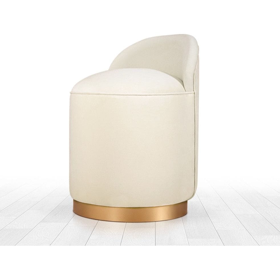 Taburet DOVER, stofa catifelata crem, 45x45x50 cm