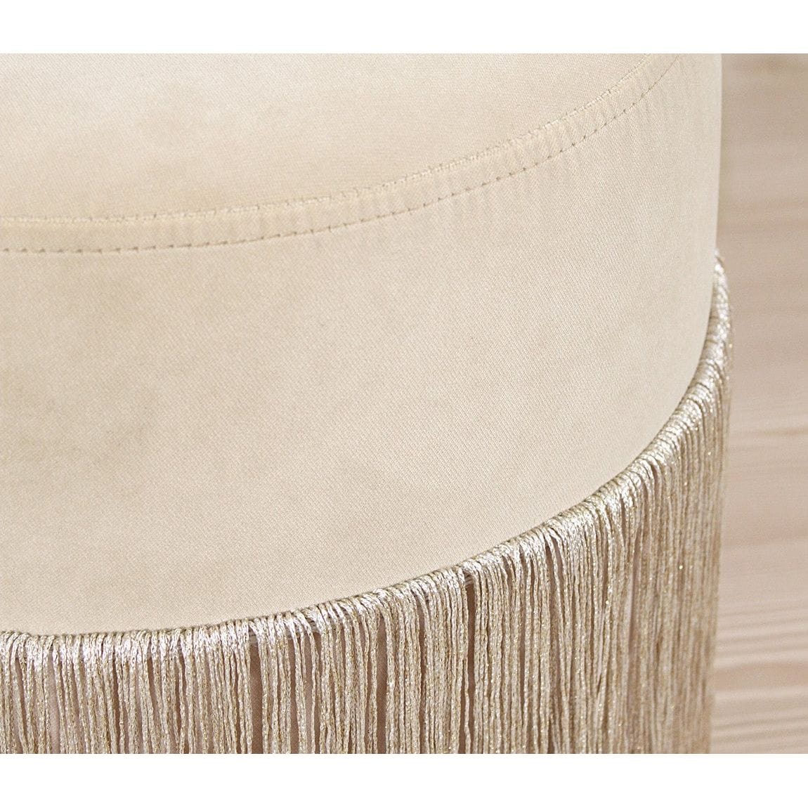 Taburet MERKÜR, stofa catifelata crem, 45x45x40 cm