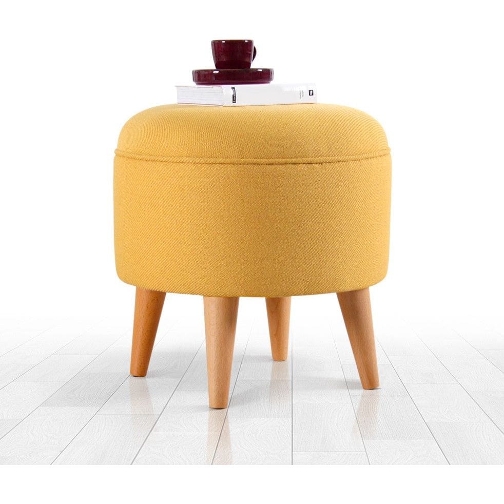 Taburet MOOUV 7090, stofa clasica, galben, 40x40x42 cm