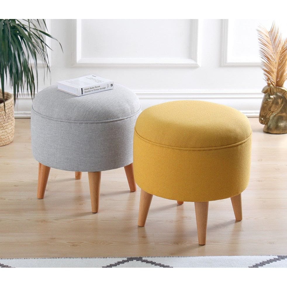 Taburet MOOUV 7090, stofa clasica, galben, 40x40x42 cm