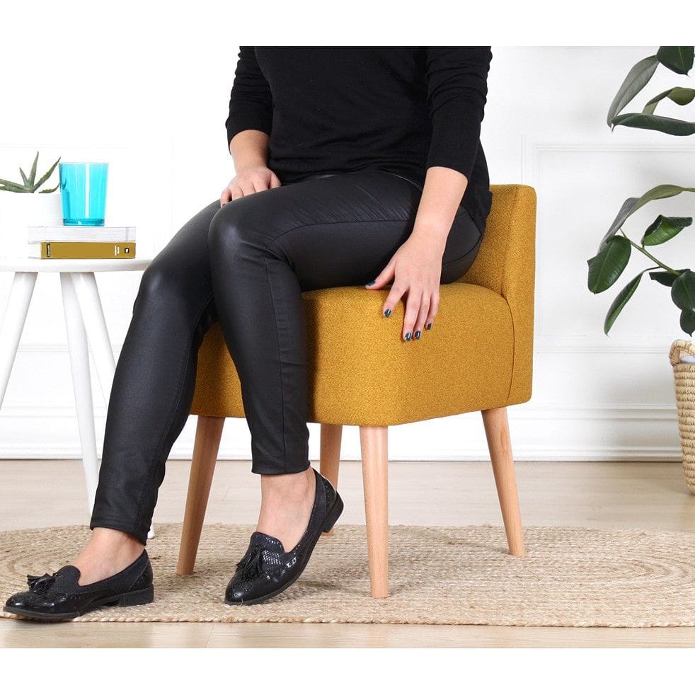 Taburet MOOUV 9101, stofa clasica galben, 43x43x43 cm