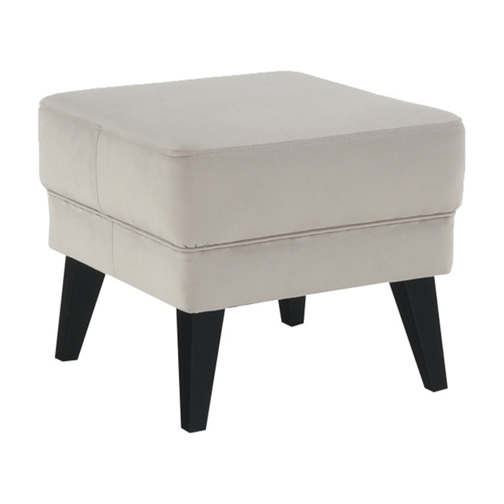 Taburet RODEZA, stofa catifelata crem, 50x50x43 cm